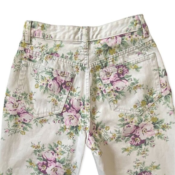 Ganni Betzy Floral Organic Cotton Blend‎ Flared Crop Jeans, size 27 - Picture 11 of 16